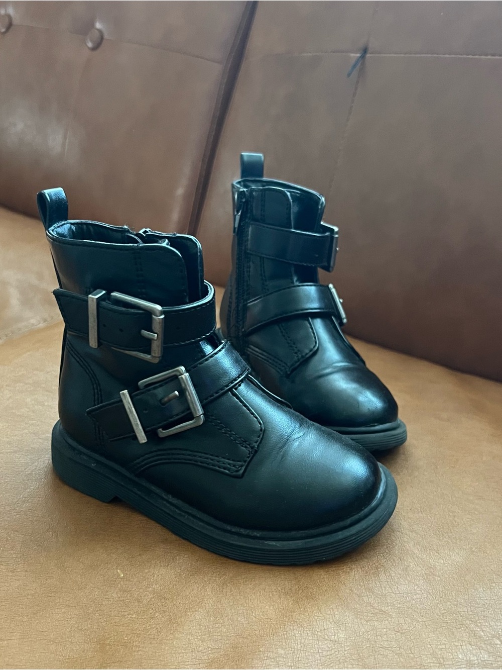 Madden Girl Kids' Toddler Girls Black Moto Boots Buckle Boots  Ankle Boots Sz 8